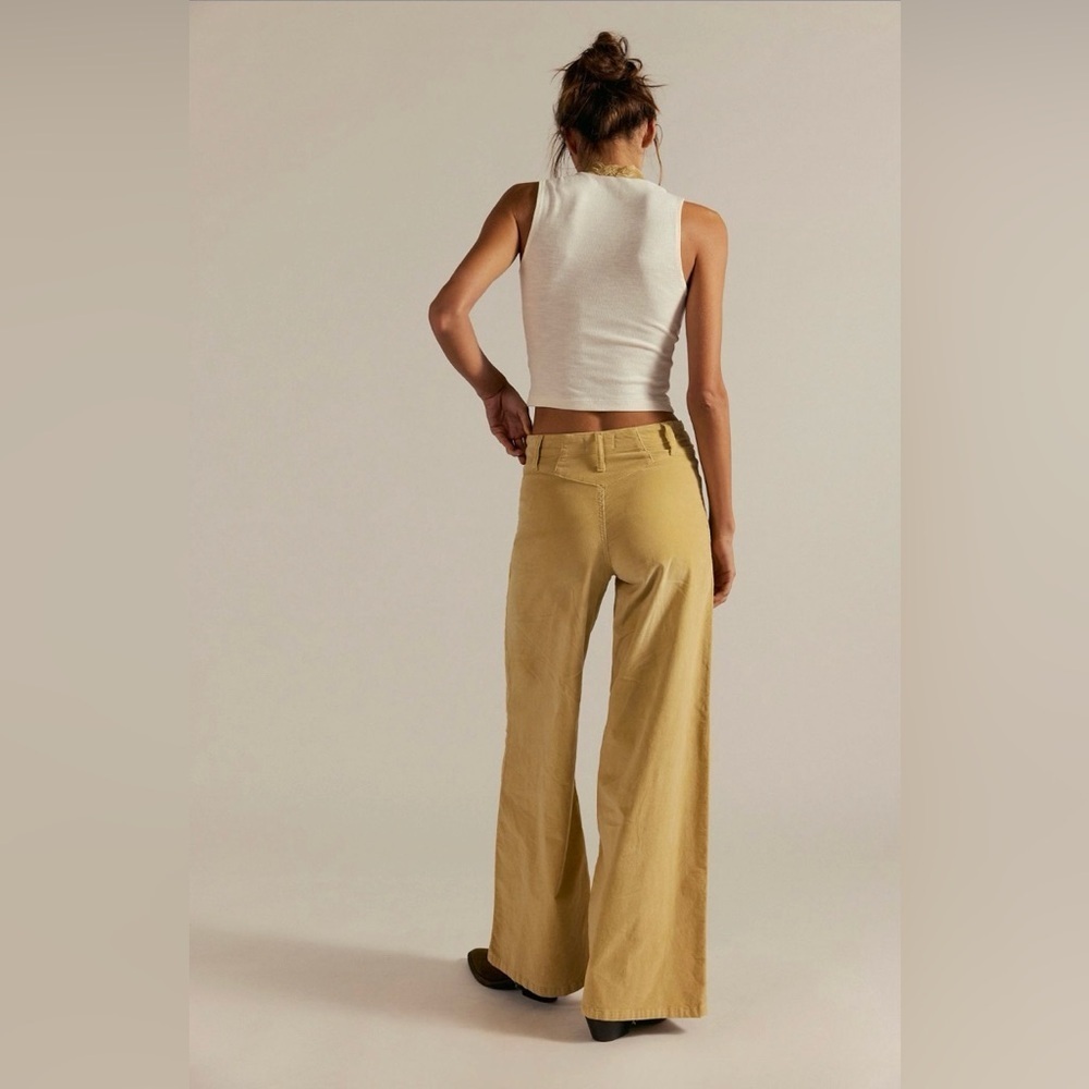 NWT We The Free People Libre Wide Leg Cord Jeans Sand Tan Beige Size 30 - Picture 2 of 10